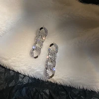 cuban chain dangle earrings for women korean fashion full rhinestone drop earrings luxury quality punk jewelry accessories gift