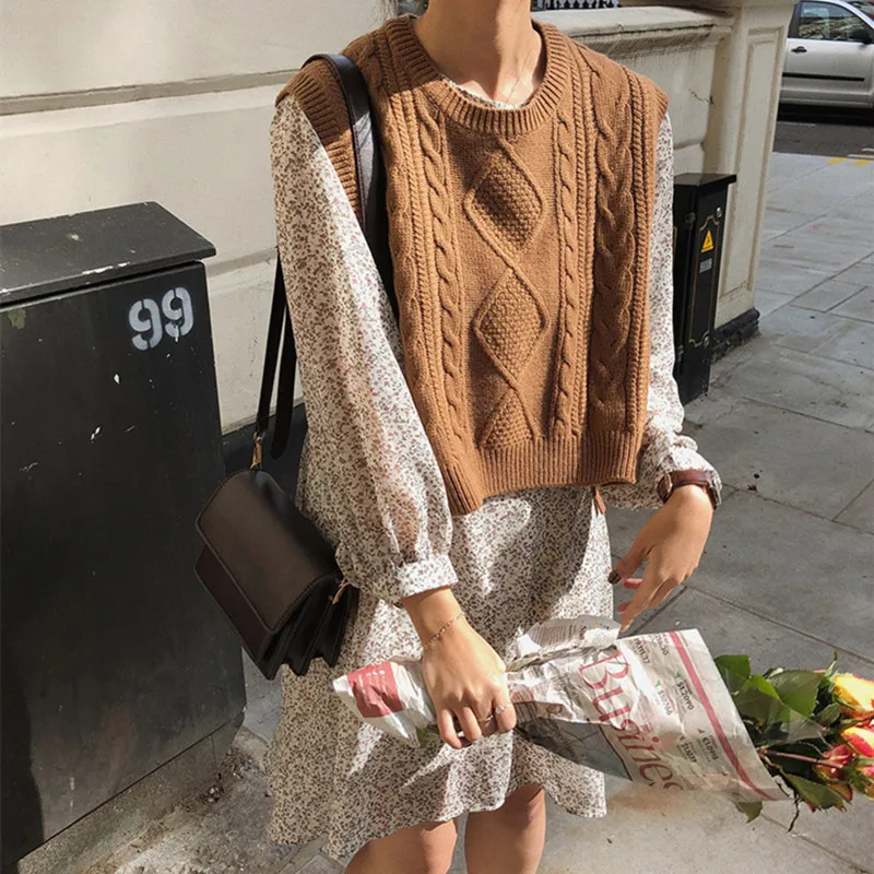 Женский Короткий трикотажный свитер без рукавов 2 цвета G8095 |