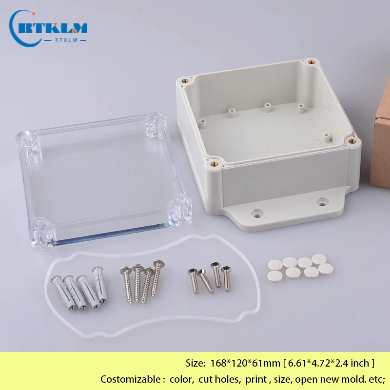 Waterproof Plastic Enclosure DIY Electronic Project Instrument Case Wall mount Housing box ABS Outdoor Junction Box 168*120*61mm images - 6