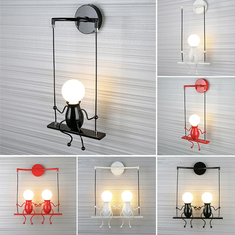 

Creatives Little Man Swing Pendant Light Modern Minimalist Hanging Lamp For Bedroom Living Room Cafe