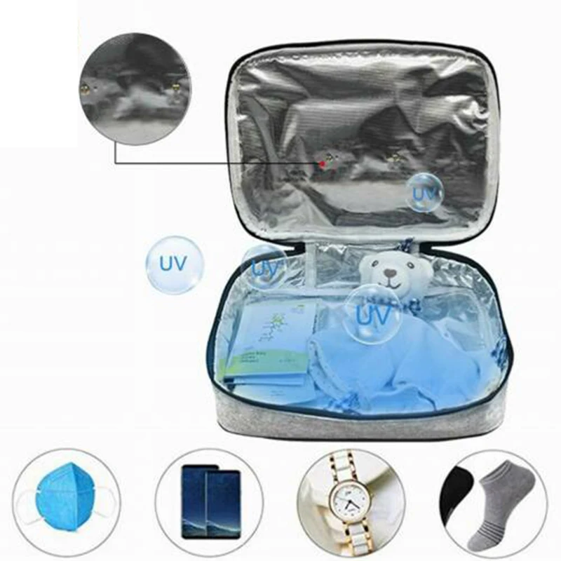 

Portable UV Bag LED UVC Light Bag USB UV Cleaning Box For Travel Face Covers Phones Cleaning Travel Accessories 28 x 22 x 7cm