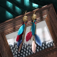 vintage chain tassel earrings bohemian feather jewelry creative long earrings earings fashion jewelry women 2021 earings studs