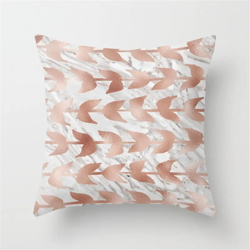 Doreen Box 1 Piece 45*45 cm Polyester Decorative Pillow Covers Bow-knot Letter Marble Leaf Printed Fashion Pink Case | Дом и сад