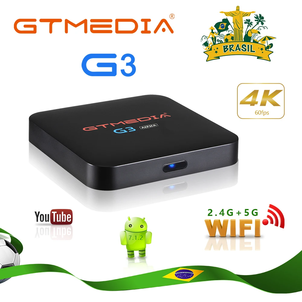 Бразильская IP ТВ оригинальная GTMEDIA G3 ТВ приставка Smart 4K Ultra BT4.0 Android 7,1 2G/16G wifi Google Cast Netflix DRM Widevine L1 ТВ приставка