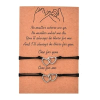 creative personality double peach heart wax thread woven couple bracelet