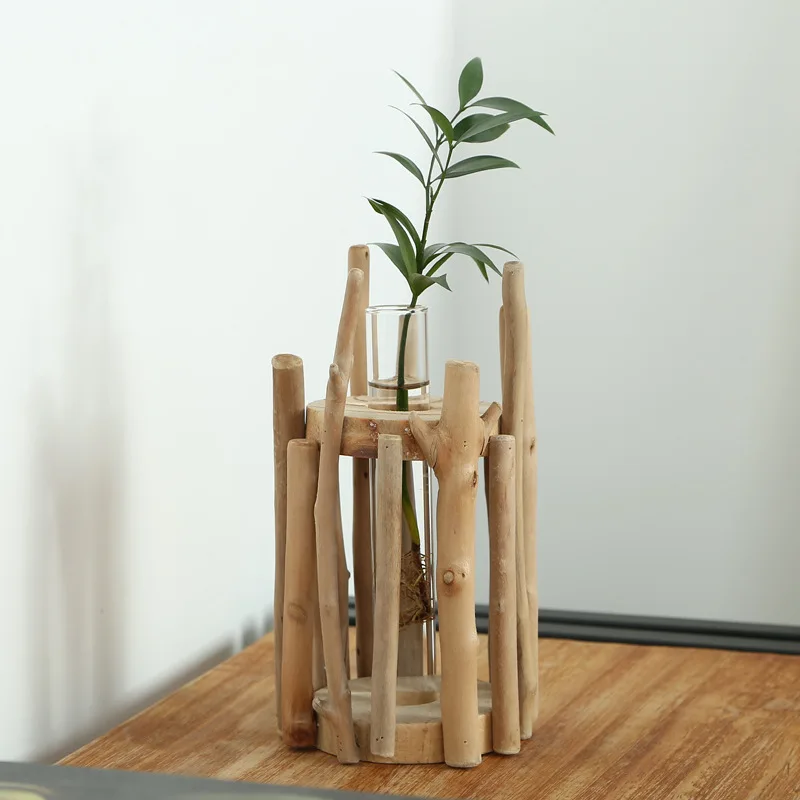 Driftwwood креативное Искусство и ремесла стеклянная ваза деревянные украшения для