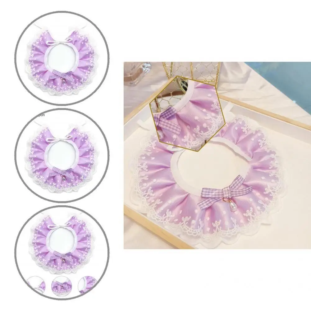 

Nylon Pretty Pet Kitten Round Lace Bibs Skin-friendly Cats Bib Fine Workmanship Pet Supplies