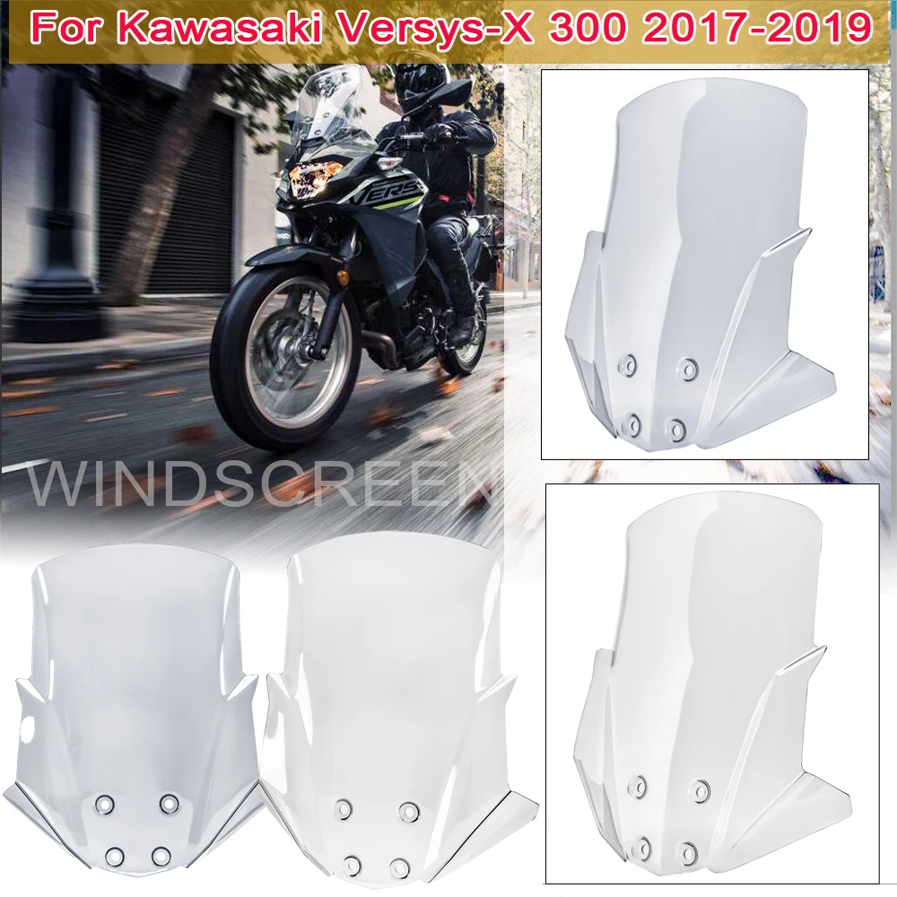

Windshield Pare-brise For Kawasaki Versys X-300 2017-2021 Motorcycle Windscreen Smoke Clear Wind Deflectors Cover VERSYS X300