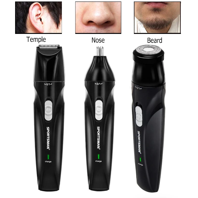 Мужской триммер для волос 3 в 1 электрический носа бритва перезаряжаемый