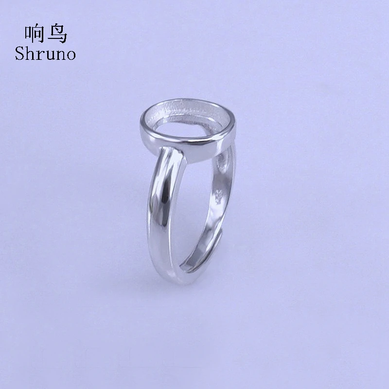 

Shruno 8x10 мм овальный кабошон, полукрепление, обручальное кольцо, серебряное регулируемое, оптовая продажа, DIY драгоценный камень