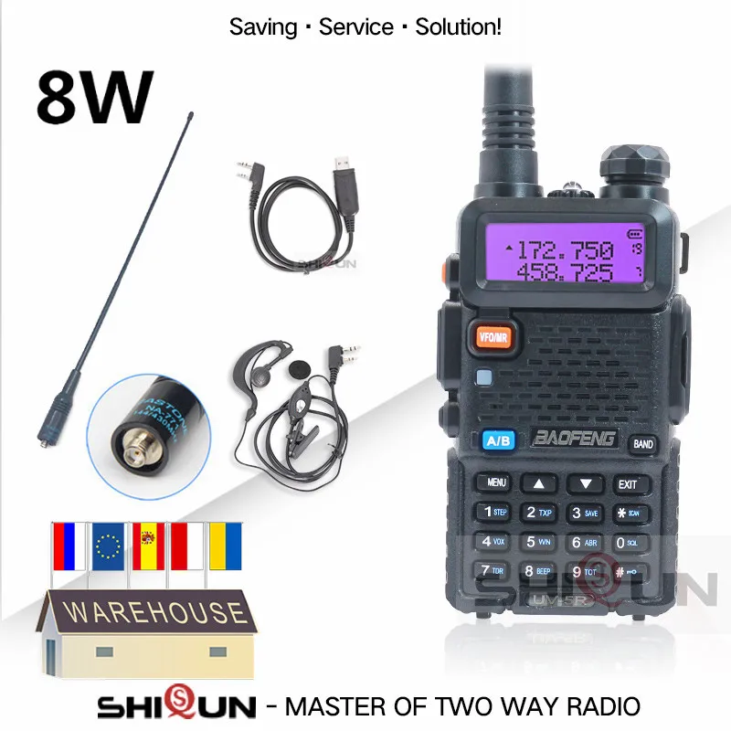 Baofeng 8 Вт UV 5R иди и болтай Walkie Talkie “иди 10 км UHF VHF uv5r радио Tri Мощность Группа
