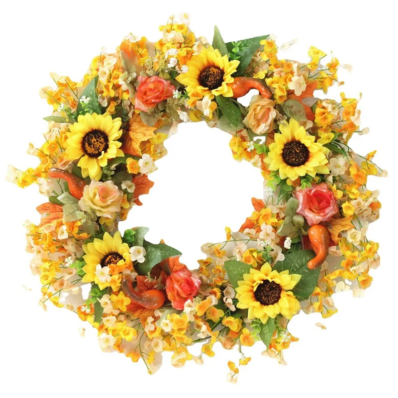 

Fall Sunflower Pumpkin Wreath for Front Door Wall Window Wedding Party Farmhouse Home Thanksgiveing Decoration