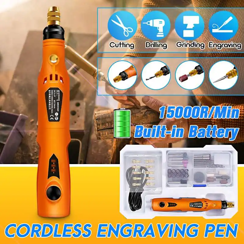 

3 Speed Cordless Mini Electric Grinder Engraving Pen Polishing Machine Small Manual Drilling Machine with Battery