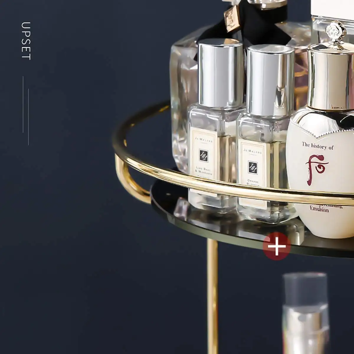 

Nordic Fashion Rotating Cosmetic Desktop Storage Box Transparent Makeup Storage Shelf 2 Tiers Tray Dressing Table Finishing Rack