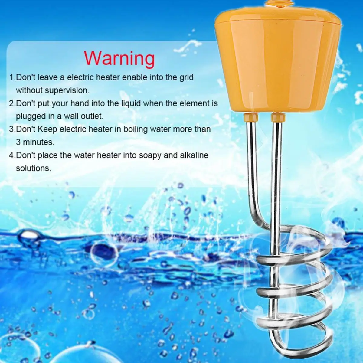 

250V 2500W Electric Water Heater Stainless Steel Automatic Immersion Heater Portable Hot Water Boiler for Bucket Swimming Pool