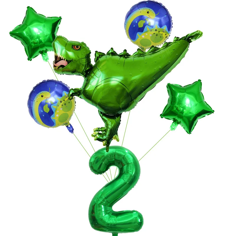 6pcs Green 2 years Фольга динозавр шары динозавров вечерние Happy День рождения украшения для детей из фильма «Парк Юрского периода»; украшения в виде животных воздушные шарики, детские игрушки - Цвет: 6pcs Green 2 years