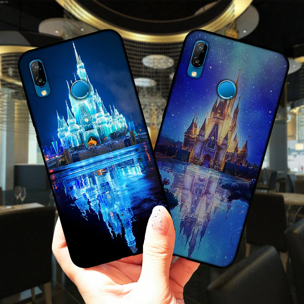 Силиконовый чехол с изображением Замка Золушки и фейерверка для Huawei P10 P20 P30 Lite
