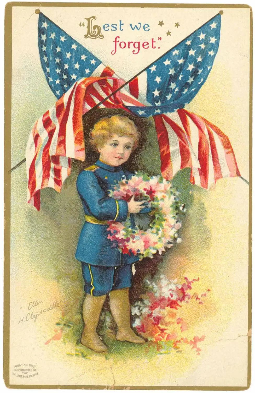 

400X300MM Lest-We-Forget-Ellen-H-Clapsaddle-1908 jumbo fridge magnet SFM-0475