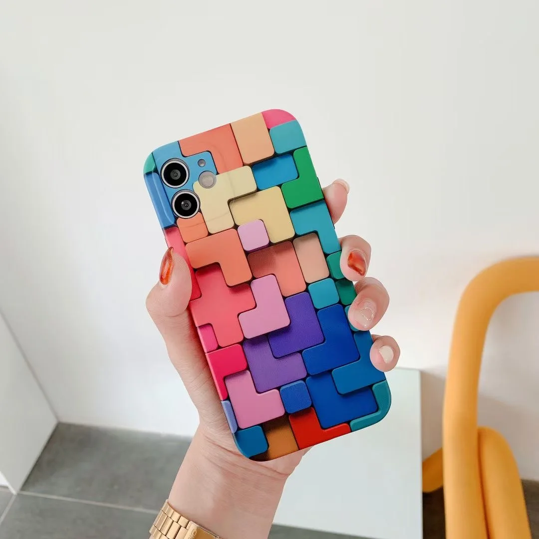 Цветной глянцевый чехол для телефона с кубиком Рубика iPhone 11 12 Mini Pro Max XS X XR 7 8 Plus