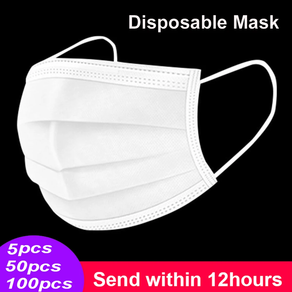

Disposable Mouth Mask White Face Masks Non-woven Mask Anti-dust 3 Layers Filter Activated Anti Pollution Face Mouth Mask