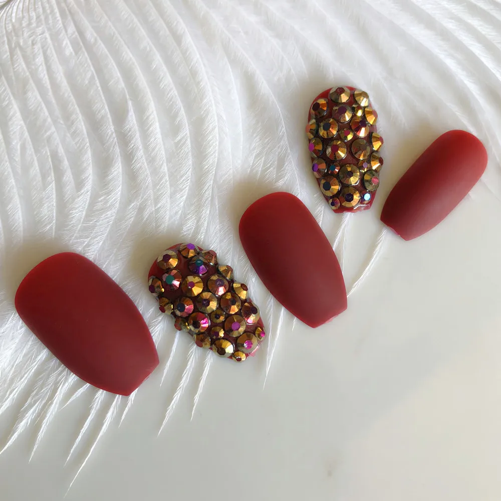 Матовые накладные ногти для наращивания ногтей 24 штуки в наборе съемные