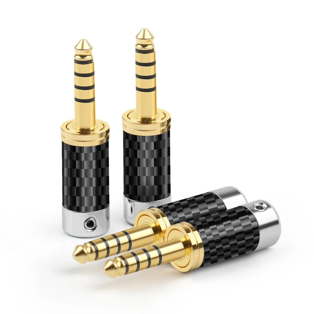 

4.4mm Hifi Headset Jack 5 Pole Balanced Plug Headphone Carbon Fiber Gold Plating Audio Adapter 4.4 Male Minijack Wire Connector