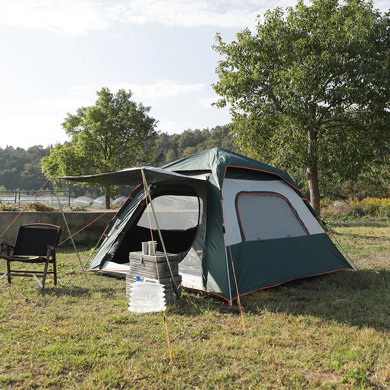 

3-4 People Vinyl Silver Automatic Speed Open Tent 210T Rainproof PU High Windows Ventilation Camping Beach Tent