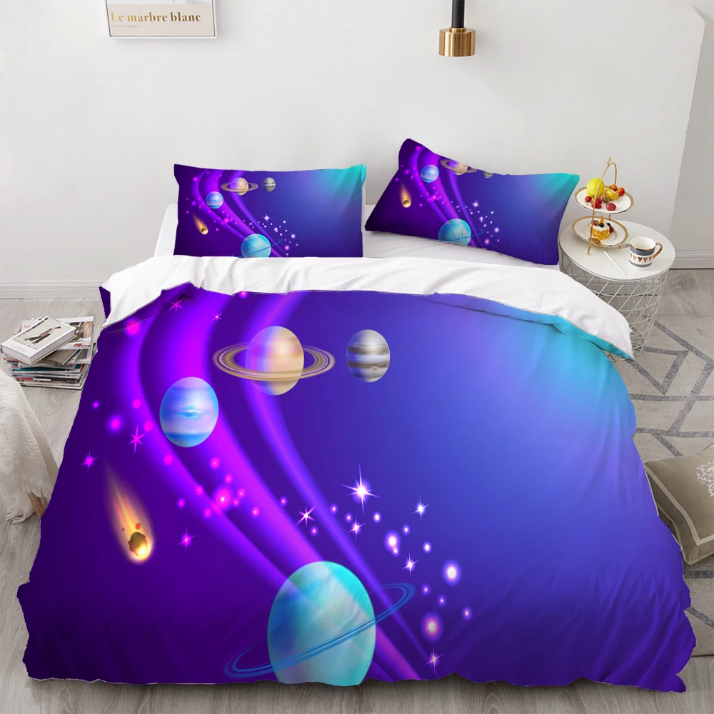 Комплект постельного белья из 3 предметов с геометрическим рисунком планеты