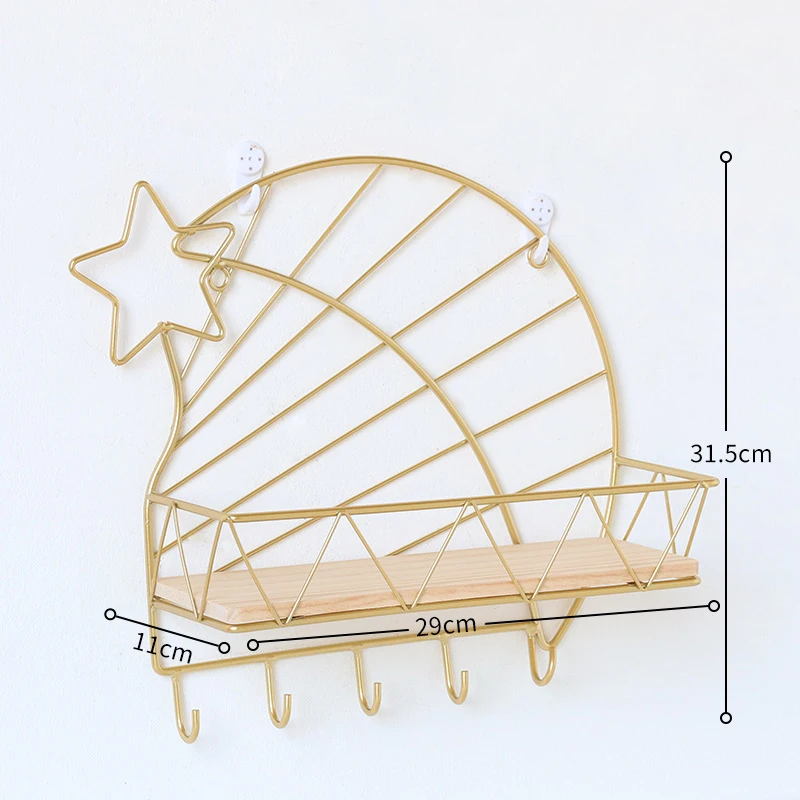 1 шт. Скандинавская вырезанная железная настенная полка для гостиной органайзер
