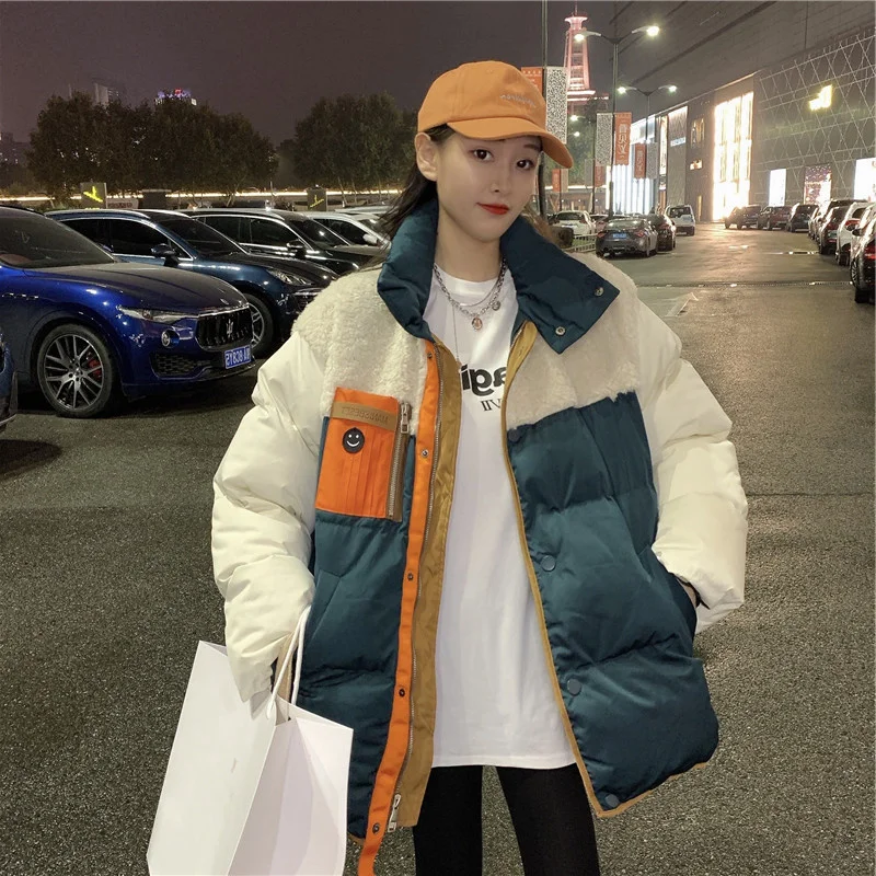 

Парка женская короткая из овечьей шерсти, на зиму, 2021