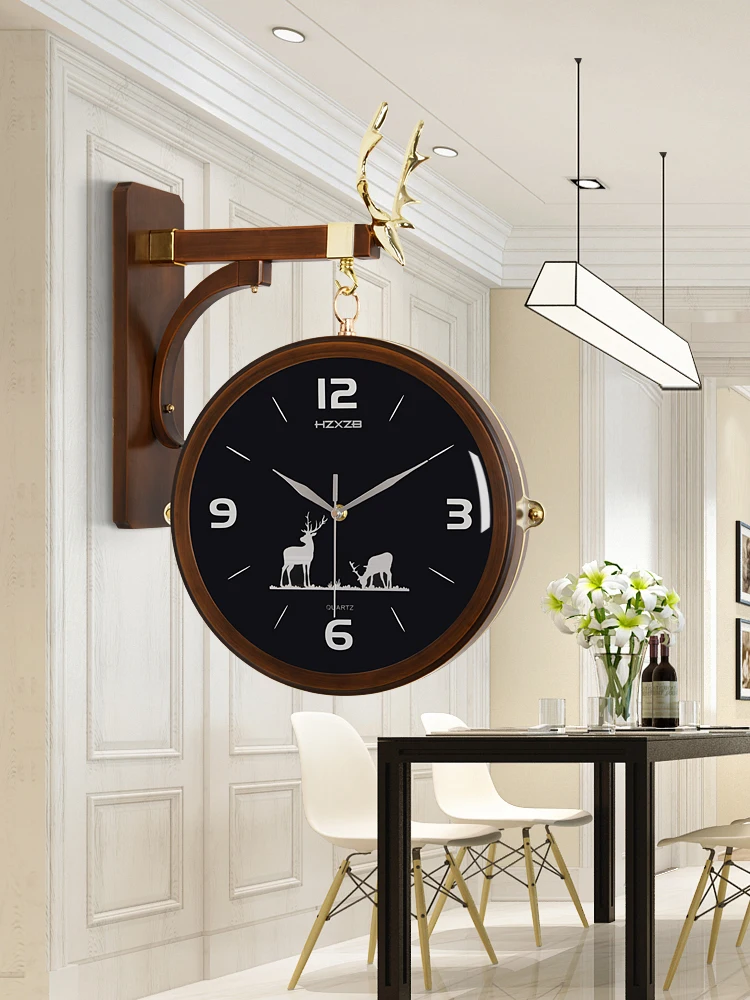 

Nordic Simple Wall Clock Fashion Creative Gift Living Room Double Sided Wall Clock Classic Home Reloj De Pared Home Decor DF50W