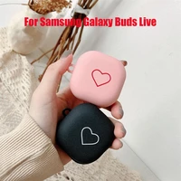heart pattern protective earphone cover case for samsung galaxy buds live headphones cover case shell with carabiner