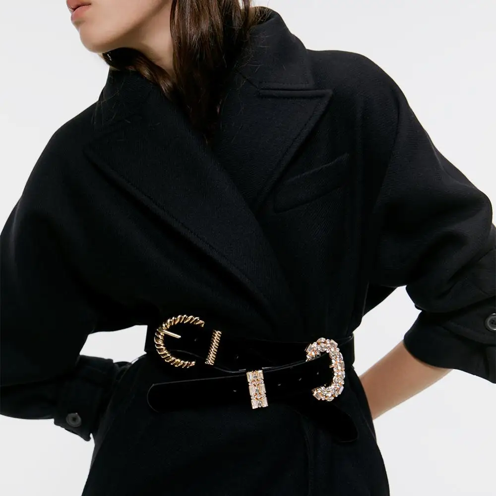 Женские кожаные ремни Ladyfirsy черные винтажные повседневные Полосатые Ремни с