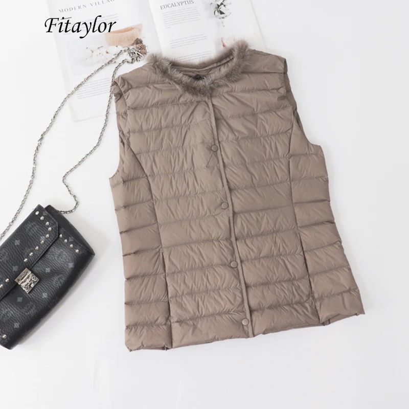 Жилет Fitaylor зимний на белом утином пуху 90% с круглым вырезом | Женская одежда