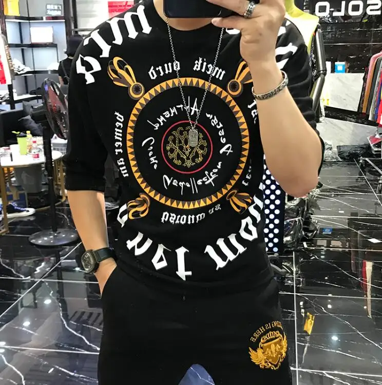 mens 2020 tshrit autumn new personalized fashion brand heavy technology hot stamping letter printing round neck short sleeve t free global shipping