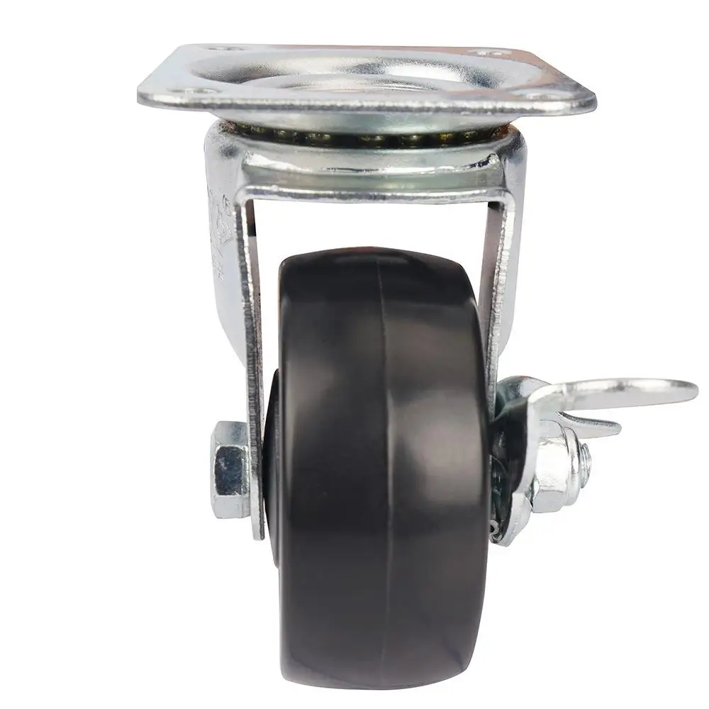 

4 Pcs/Lot Light 2 Inch Pvc Black Side Brake Universal Caster Mute Wear-resistant Tool Wheel Factory Direct