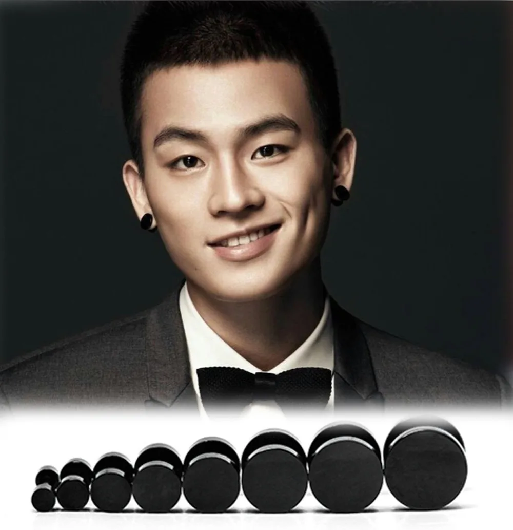 1 шт. Новые Черные Готические серьги-колокольчики модные круглые простые мужские