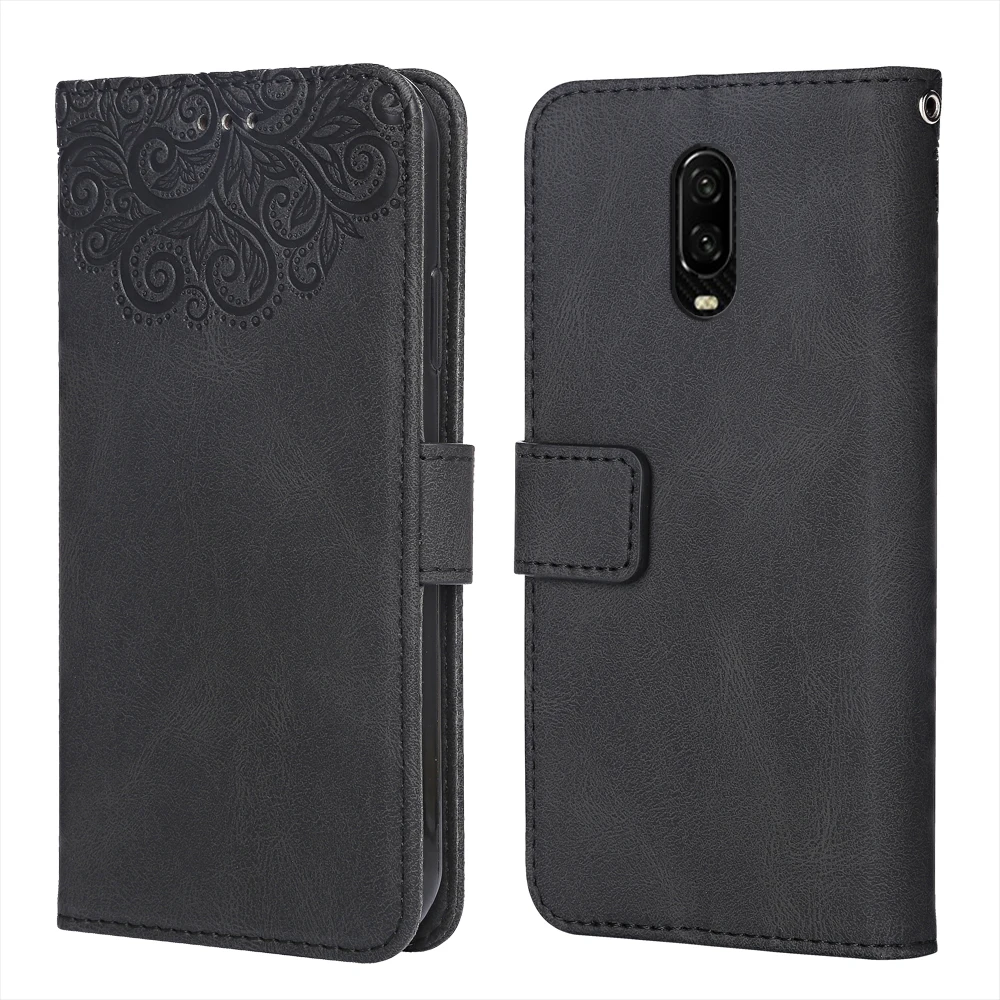 flower case luxury leather case for oneplus 6t flower wallet flip phone case for oneplus 6 t 16t case card slot funda free global shipping