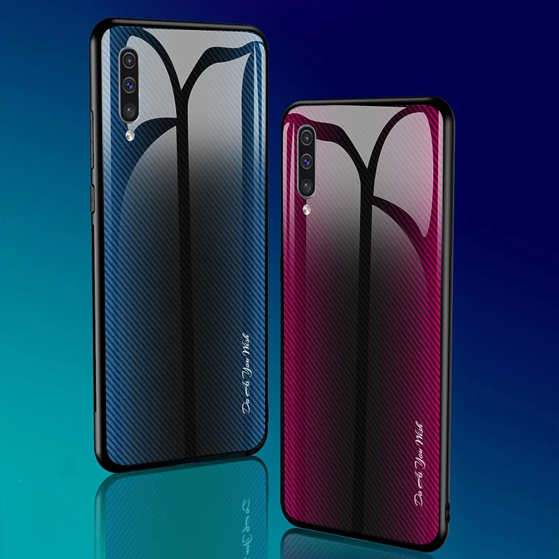 Градиентное стекло + ТПУ задняя крышка для samsung Galaxy A10 A20 A30 A50 A70 A80 A90 S10 Plus Lite Note 9 10 Pro