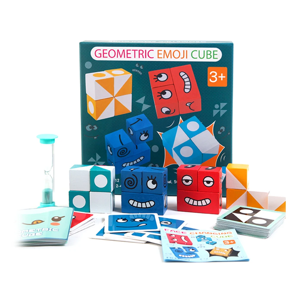 

Baby Toy Baby Learning Education Wooden Geometrics Expression Puzzles Building Blocks Kids Education Toys