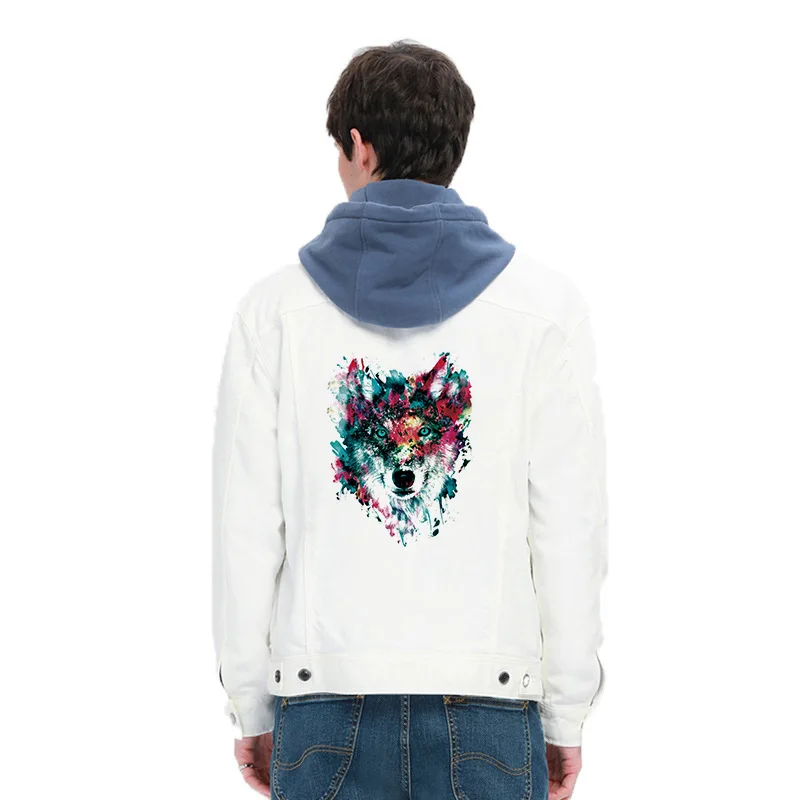 Красочные волк Переводные патчи для одежды бесплатная доставка винил