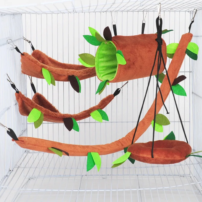

Ropeway Nest Forest Hamster Hammock Soft Toys Leaf Tunnel Toy House Warm Cage Pet Stump Small Pet Toy