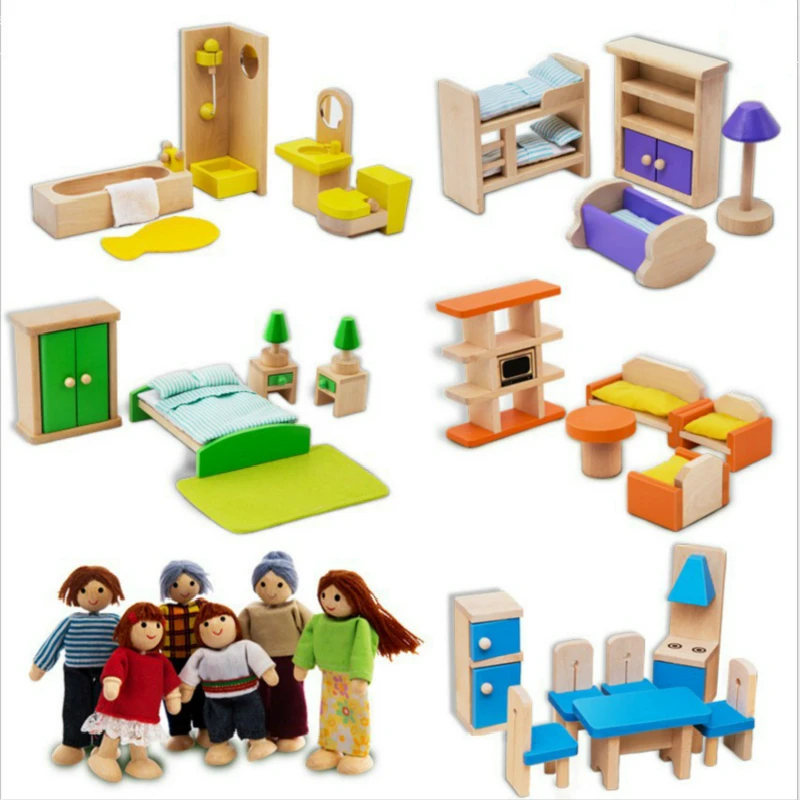 

Simulation House Wooden Delicate Dollhouse Furniture Toys Miniature for Kids Children Funny Pretend Play Toys Role Playing Toy
