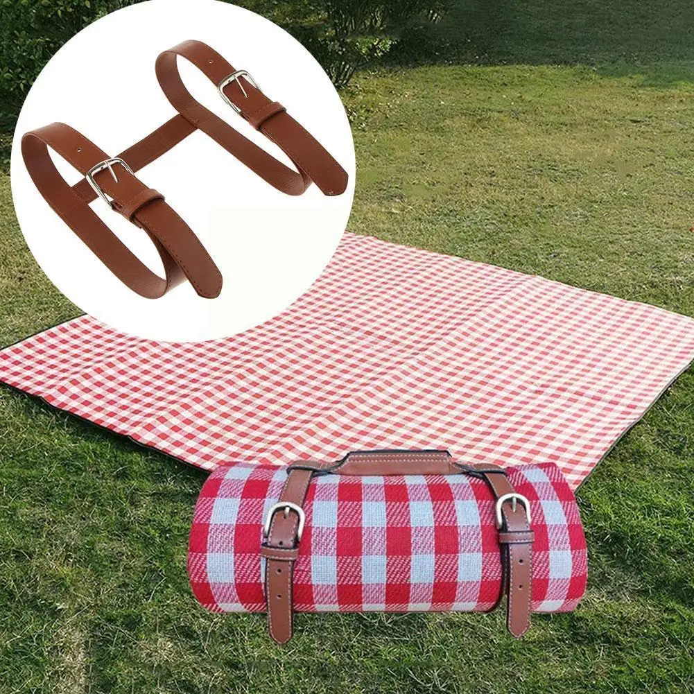 

1Pcs Durable Adjustable PU Leather Blanket Carrying Strap Belt With Handle For Picnic Travel Carrier Rug Carry Yoga Mat Bun C5O4