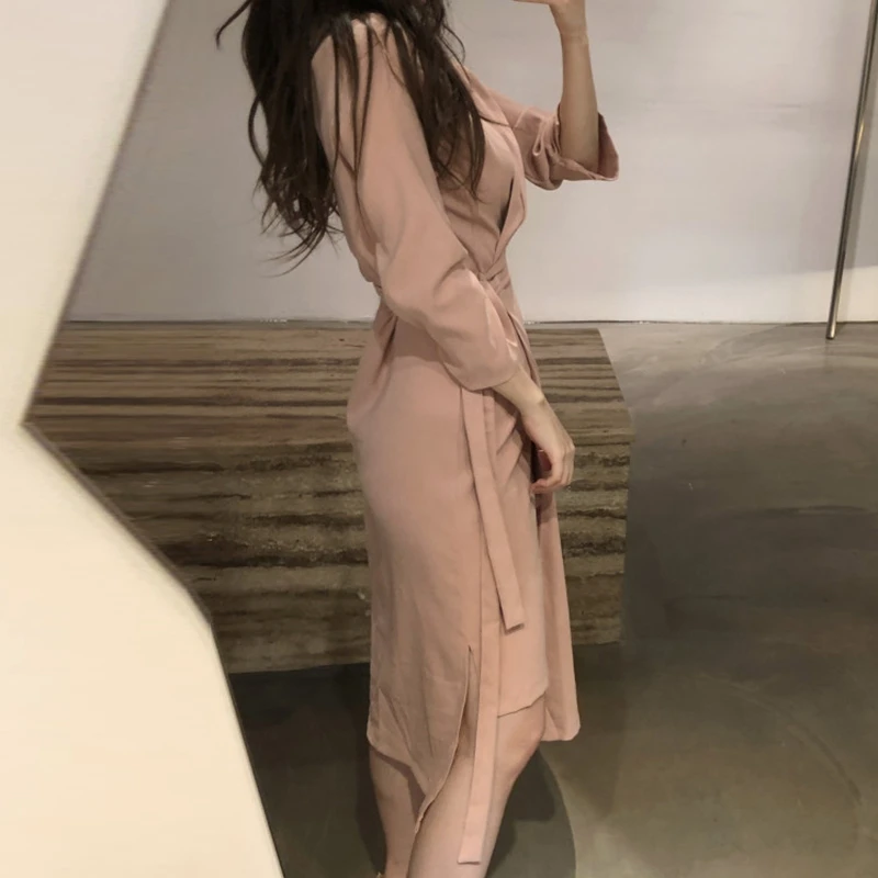 RealShe женское платье с v-образным вырезом и длинным рукавом сплошное асимметричное