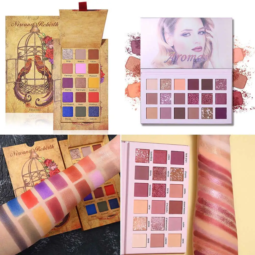 Eyeshadow Set 15 цветов+ 18 цветов мерцающие матовые блестящие тени для макияжа Палитра высокопигментированная кремовая стойкая синяя Пудра Тени для век - Цвет: Eyeshadow Set