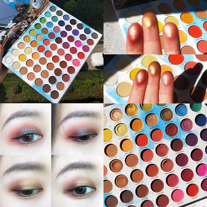 2019HOT цветные тени для глаз Палитра 63 Цвета Матовая Мерцающая яркая Палетка теней