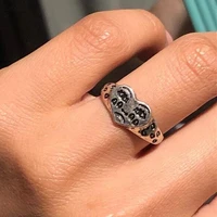 hmes retro punk man and woman ring face eye antique silver ring finger knuckle ring boho jewelry party accessories gift