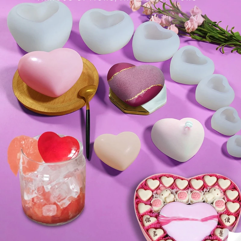 

DIY Crafts Resin Crystal Epoxy Mold 3D Love Heart Cake Chocolate Silicone Mould