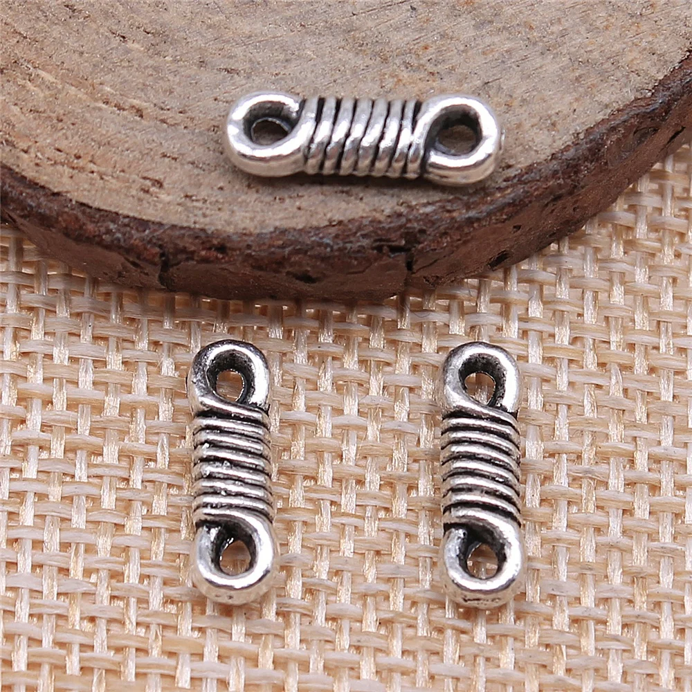 

81pcs 14x4mm antique silver Twisted rope connector charms diy retro jewelry fit Earring keychain hair card pendant